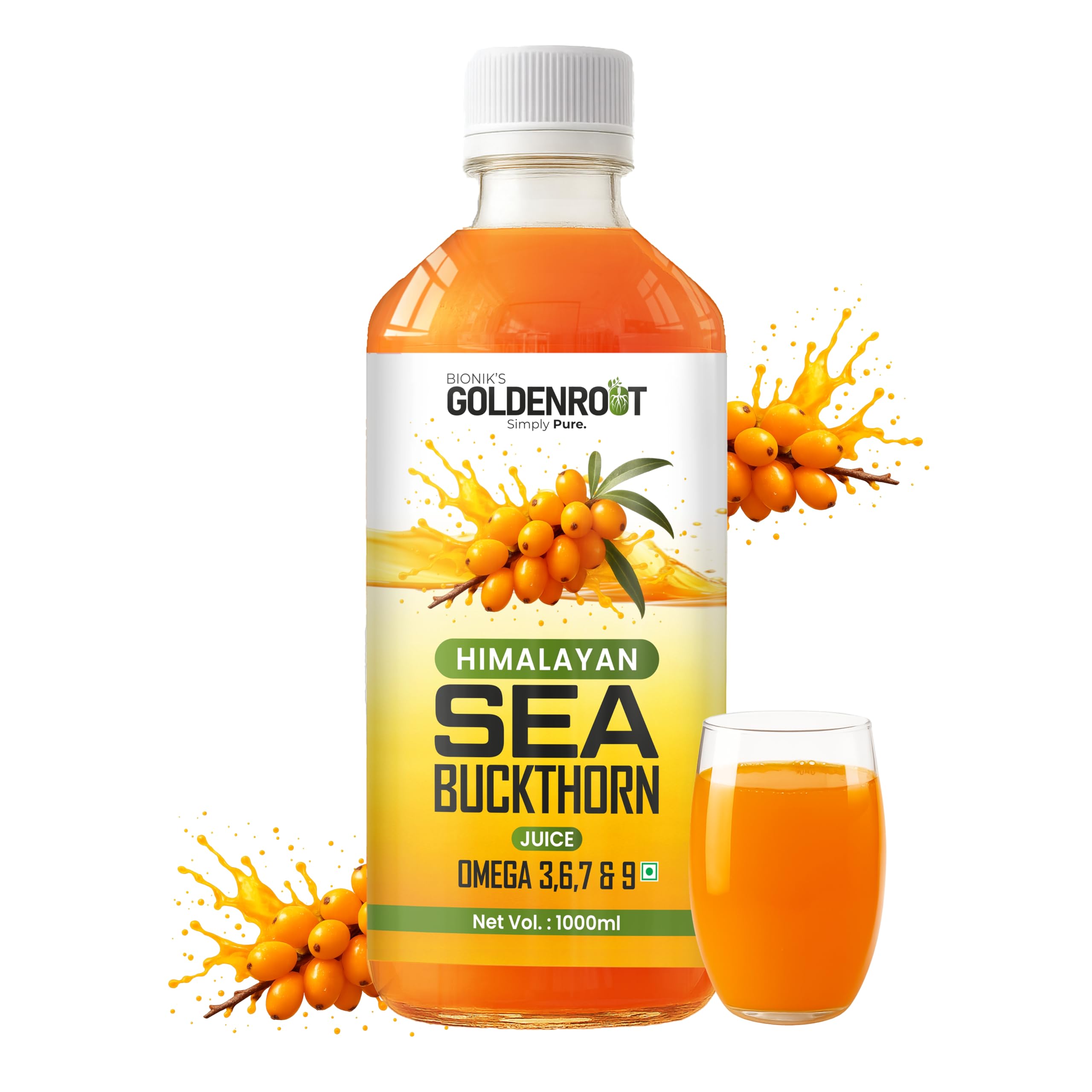 Bionik Goldenroot Sea Buckthorn Juice | Cold-Pressed Pulp Concentrate | Rich in Vitamin C, Omega 3, 6, 7, 9 & Antioxidants | Supports Immunity, Skin & Gut Health | for Men & Women | 1000 ML-image-47