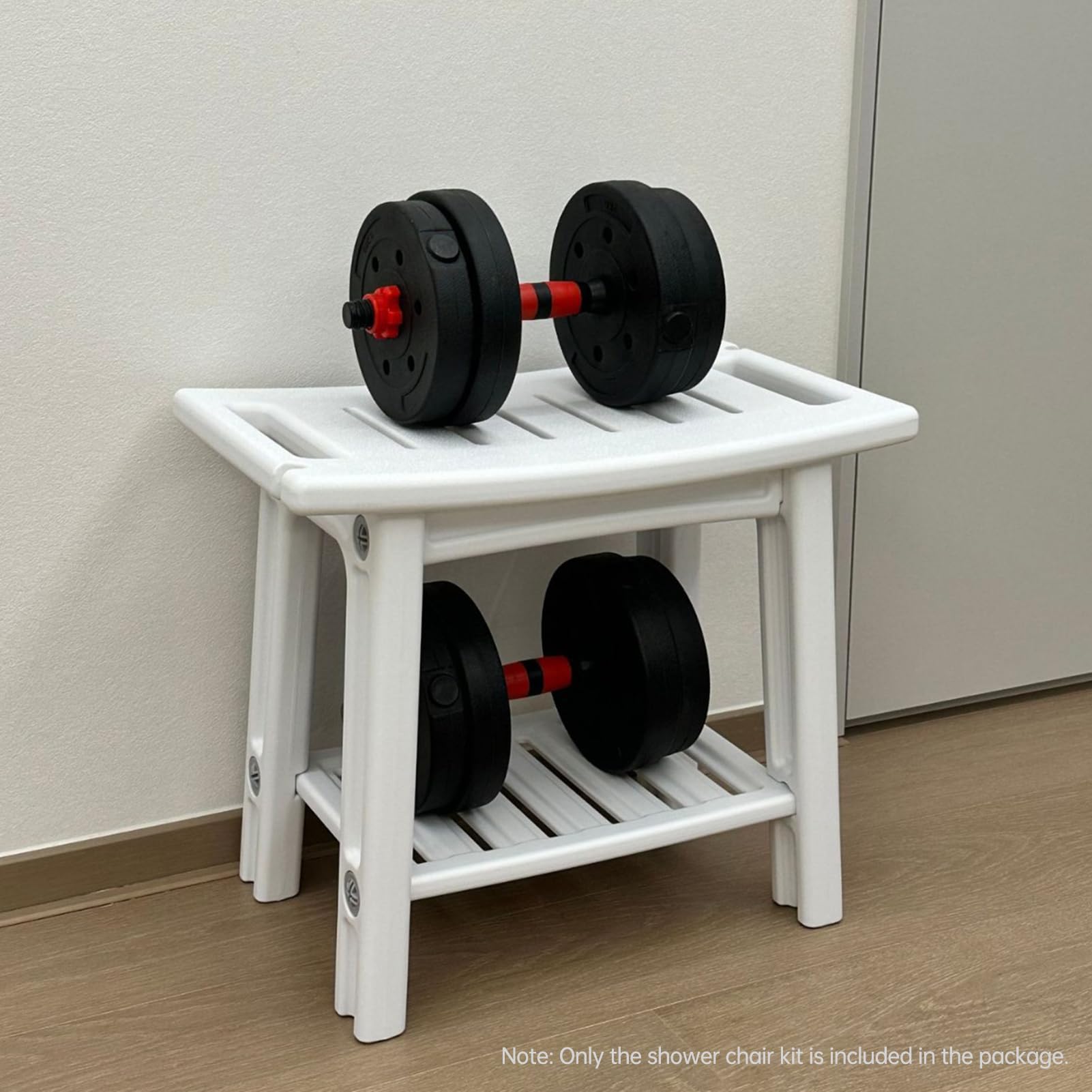 Elprico Sedia da Doccia HDPS per Doccia Interna, Sedile per Sedia da Doccia Impermeabile per Bagno Spa, Poggiapiedi per Bagno con Spazi di Stoccaggio a 2 (Versione di aggiornamento bianca con