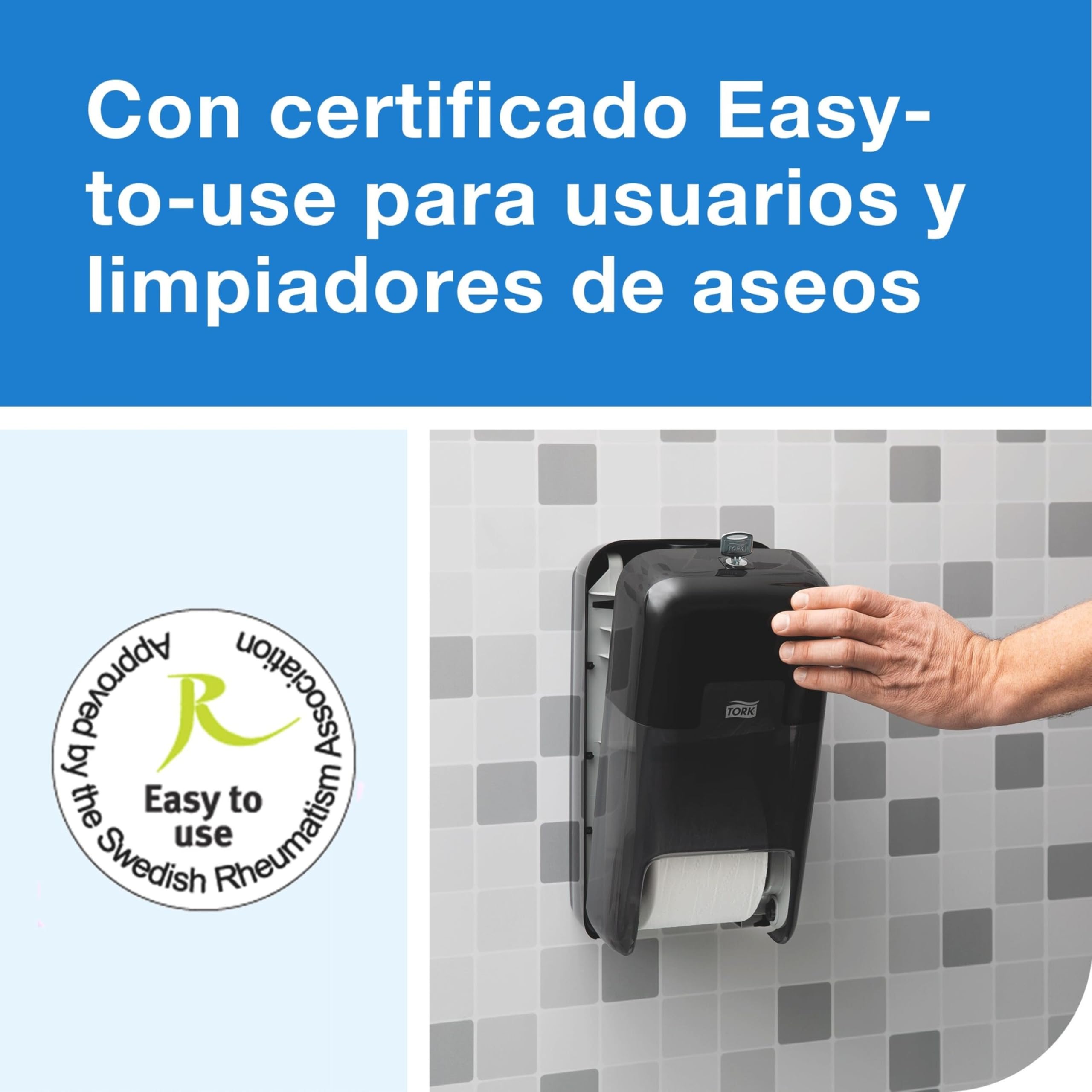 Tork OPTI Serve Dispensador para Dos Rollos de Papel Higiénico, T7, 558042 | color blanco, Dispensador de bolsas higiénicas para el aseo