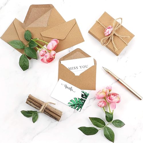 Miniatura 2 de Outus Sobres para tarjetas de regalo, mini sobres de papel kraft marrón para pequeñas tarjetas de regalo, invitaciones, notas comerciales, mini,