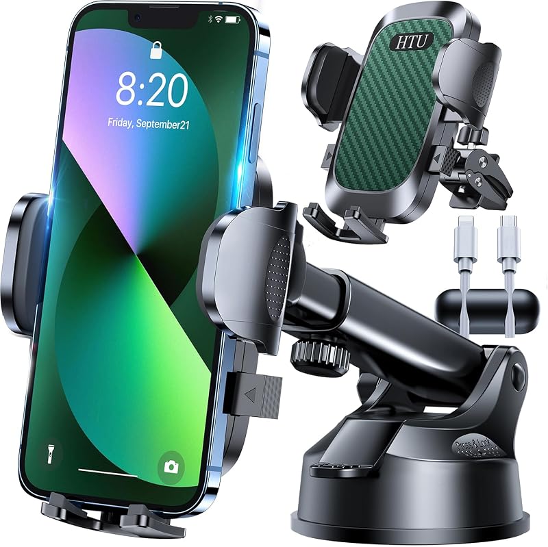 Soporte para teléfono para automóvil 【2026 actualizado 100+LBS Succión y certificado de seguridad】 Soporte para teléfono celular para automóvil para camión Soporte para teléfono resistente para tablero/parabrisas/ventilación para iPhone 17 16 Pro Max, verde