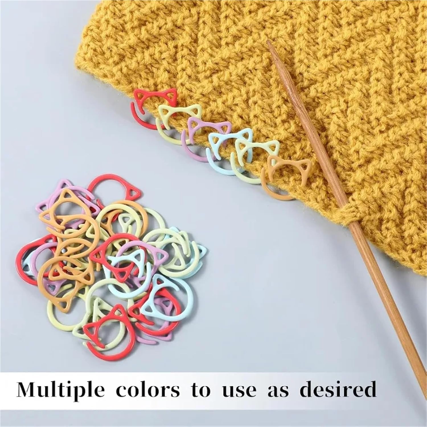 Stitch Markers 200pcs Cat Ears Stitch Markers for Knitting Spiral Metal Marker Colorful Crochet Rings for DIY Weaving Sewing