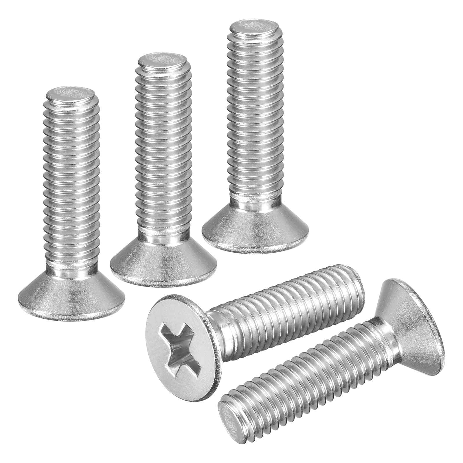 DTGN M5-0.8x20 Phillips Countersunk Head Bolt - 60pcs - Good for Outdoor Machinery Fastening Maintenance - 304 Stainless Steel Flat Head Machine Screw Bolt - Silver Color — image 1