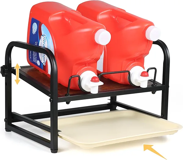 Laundry Detergent Holder & Laundry Detergent Soap Dispenser - Liquid Laundry Detergent Organizer with Drip Tray & Adjustable Tilting Board, for Laundry Room Organization and Storage