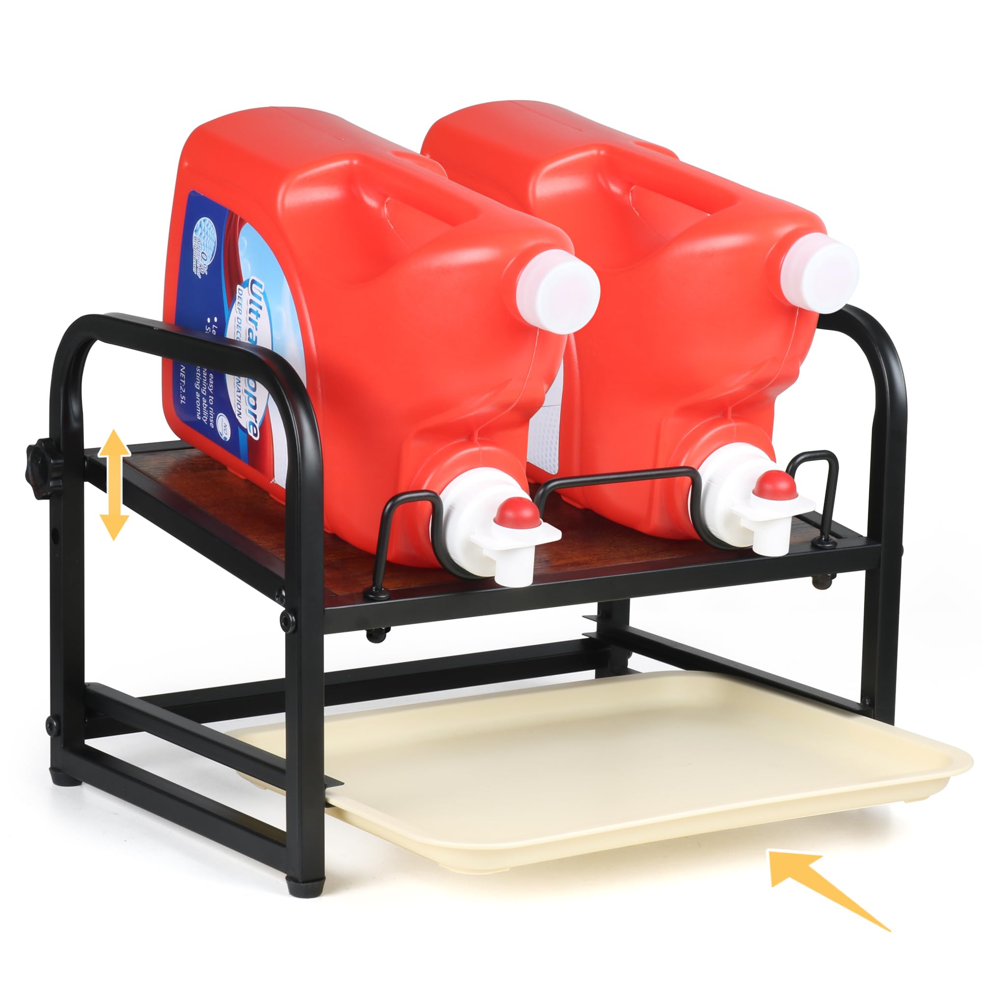 Laundry Detergent Holder & Laundry Detergent Soap Dispenser - Liquid Laundry Detergent Organizer with Drip Tray & Adjustable Tilting Board, for