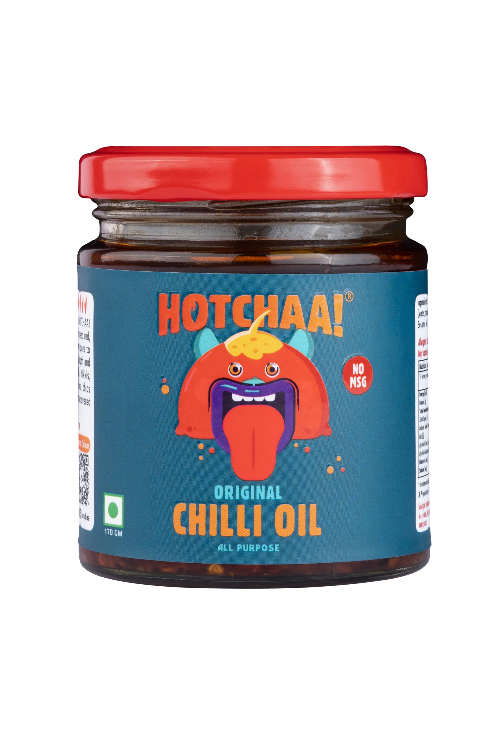 HOTCHAA Original Hot Chilli Oil - No MSG 170g Spicy, Crunchy and Garlicky Flavor, Small Batch Production Using Premium Ingredients No Seed Oil, Made With Umami Spices, Vegan & Gluten Free