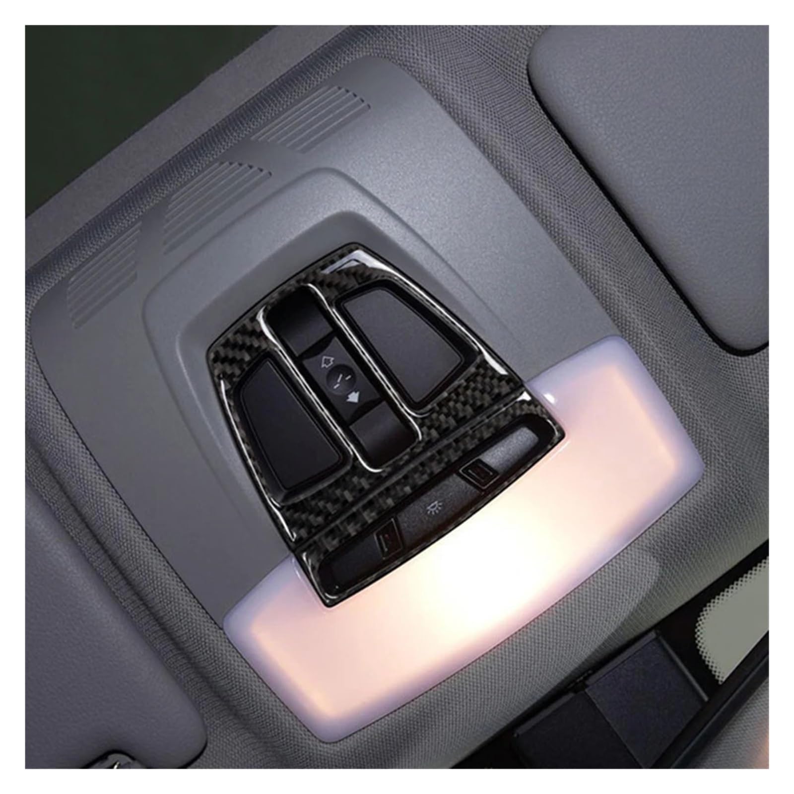 Cupola Copertura della Luce Trim per 1 2 3 4 Series 3GT 2013 2014 2015 2016 2017,Fibra di Carbonio Car Top Light Switch Frame Cover Trim Sticker Tetto luci di Lettura Adesivi
