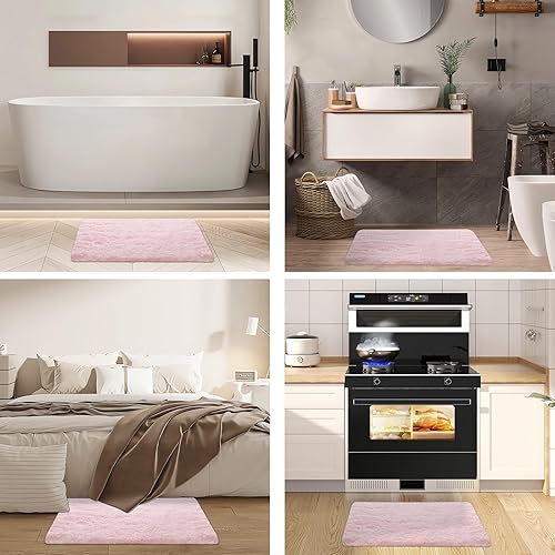 Miniatura 5 de ConCus-T Alfombra de baño rosa lanuda para niñas, alfombra de baño teñida para niñas, regalo elegante, alfombra de felpa de piel sintética para