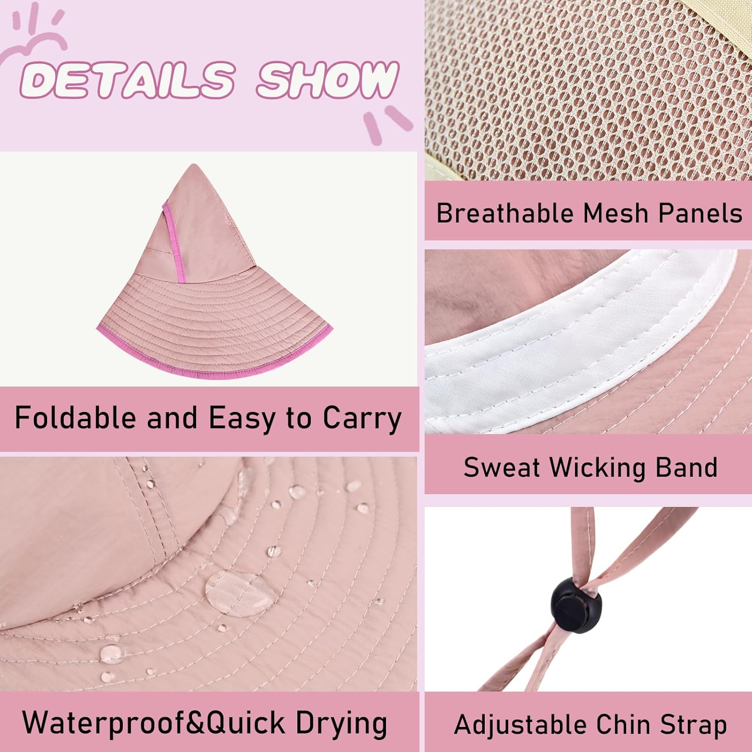 Kids Sun Hat Wide Brim Bucket Hat UPF 50+ Fishing Safari Hat Summer Beach Hat for Boys Girls - Image 4