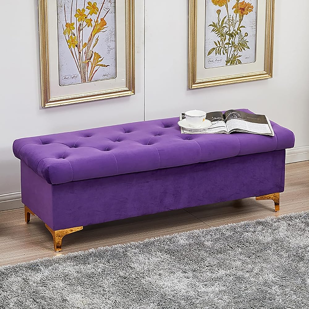 KLGFBDC Storage Ottoman Bench, Upholstered Modern Footstool for Living Room, Bedroom, Hallway - Multifunctional Shoe Bench and Storage Solution