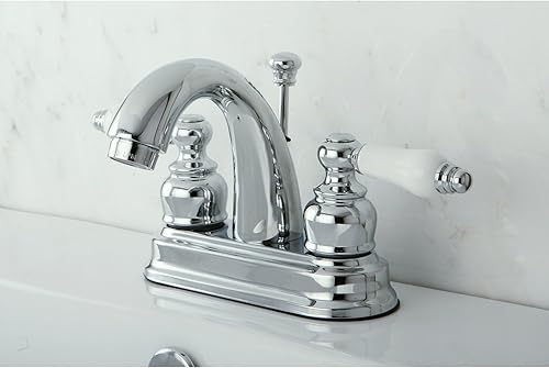 Miniatura 5 de Kingston Brass KB5611PL Restoration - Grifo de lavabo central de 4 pulgadas, cromo pulido