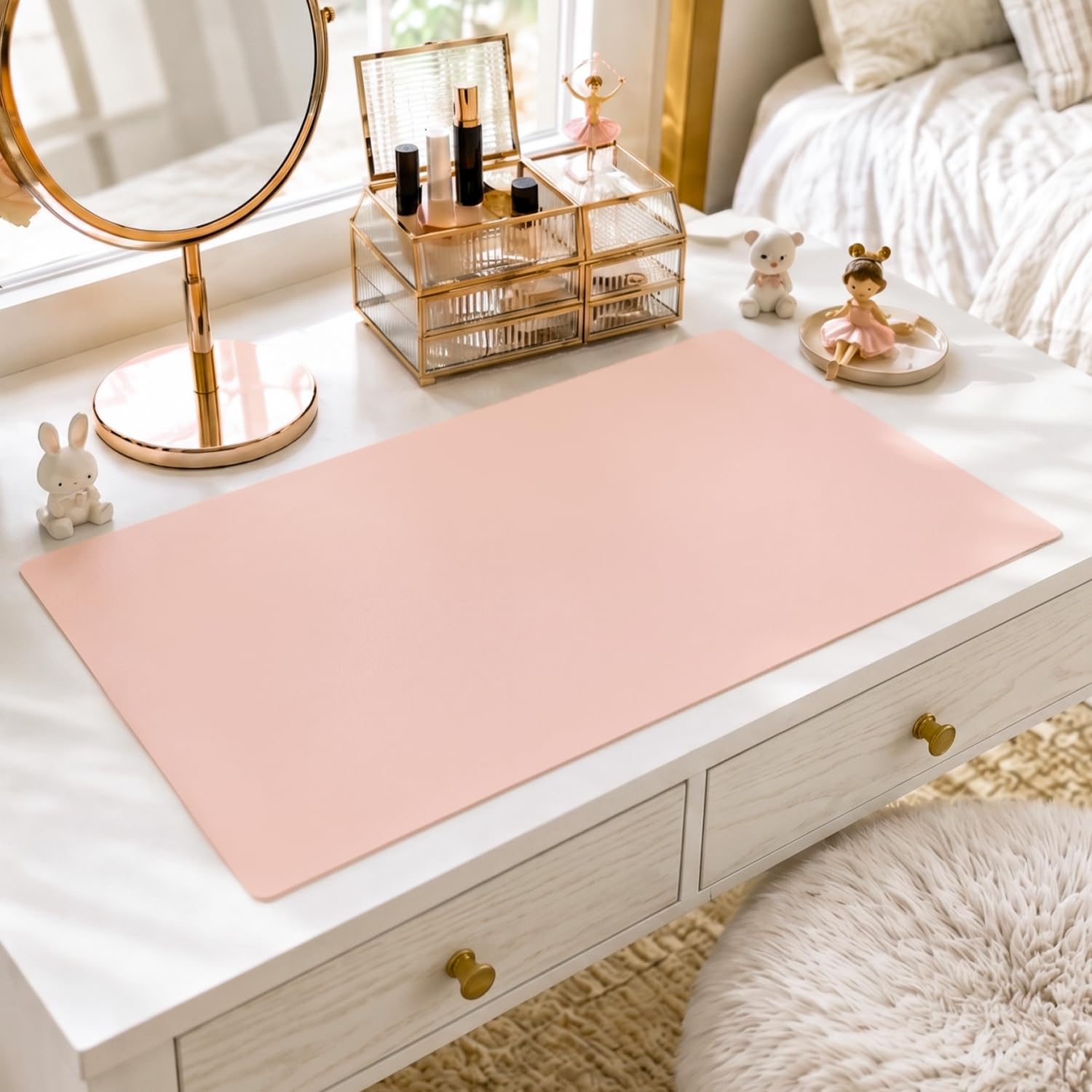OstepDecor 16 x 24 in Pink Desk Mat 1.5mm Plastic Table Protector Pad