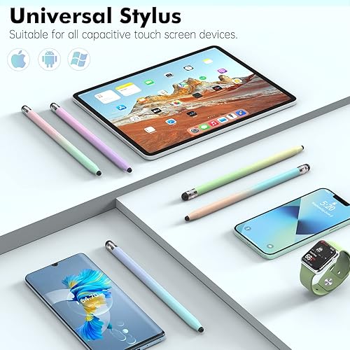 Miniatura 7 de StylusHome Paquete de 3 lápices capacitivos para pantallas táctiles con puntas de goma de repuesto, 20 unidades para iPad, iPhone, Android