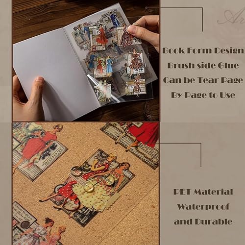 Miniatura 6 de Calcomanías de diario basura para álbumes de recortes, 120 piezas retro de flores, mariposas, naturaleza, poemas, letras decorativas para álbumes de