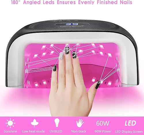 Miniatura 2 de Luz UV recargable para uñas, lámpara de uñas LED UV inalámbrica de 60 W con 42 cuentas de luz roja, sensor automático y secador de uñas portátil