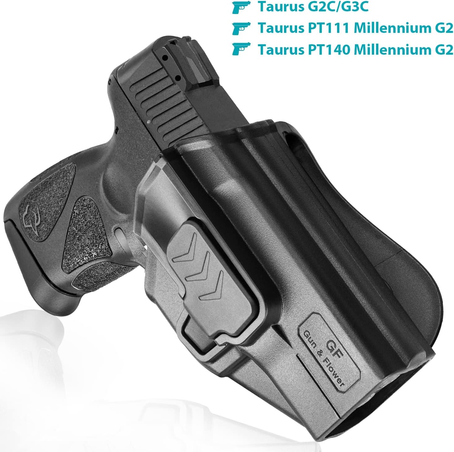 Taurus G2C Holster, OWB Holster Fits Taurus G2C/G3C, Taurus Millennium G2 PT111/PT140, Outside Waistband Carry Holster, Level II Retention Locking System, 360 Degrees Adjustable, Right/Left Hand-Clear