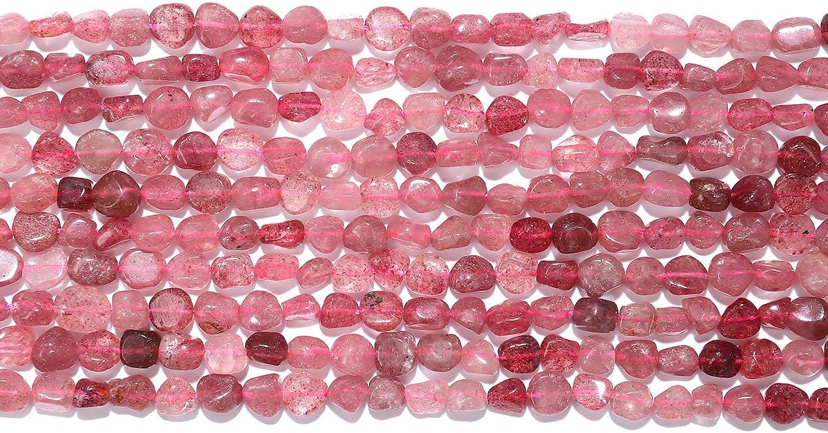 Irregular Natural Strawberry Crystal Stone Loose Semi Gemstone Beads for Jewelry Making 7-10mm 38cm Strawberry Crystal 7-10mm 38cm