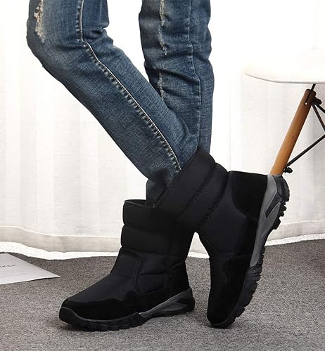 Miniatura 6 de DADAWEN Botas de nieve de invierno para hombre, impermeables, antideslizantes, con forro de piel cálida, para clima frío