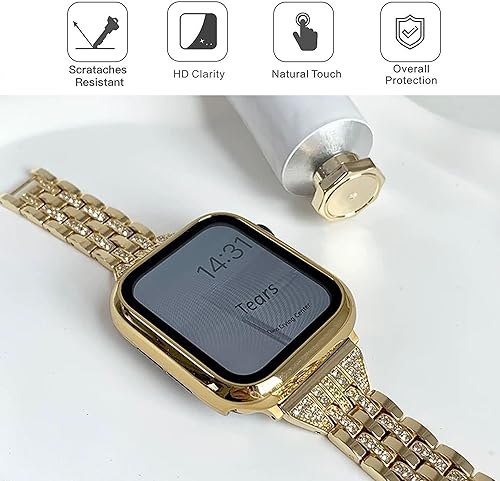 Miniatura 7 de Paquete de 2 fundas con protector de pantalla de vidrio templado para Apple Watch Series 654 SE (2 generación) de 1.732 pulgadas, tacto suave, alta