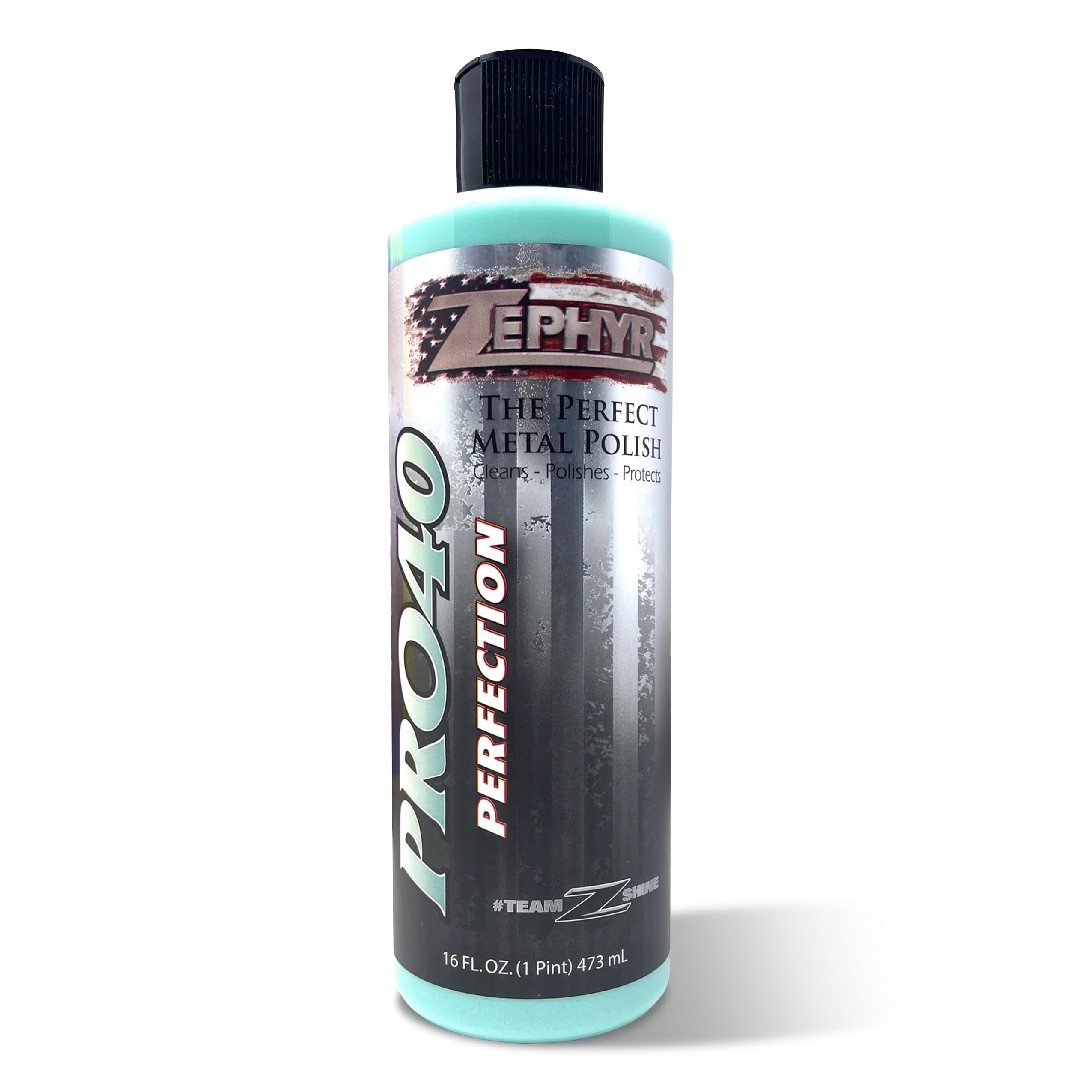 Zephyr Pro-40 The Perfect Metal Polish. for Chrome, Stainless Steel, Aluminum, Brass, Copper, Silver and Magnesium. Made in U.S.A. (16oz)