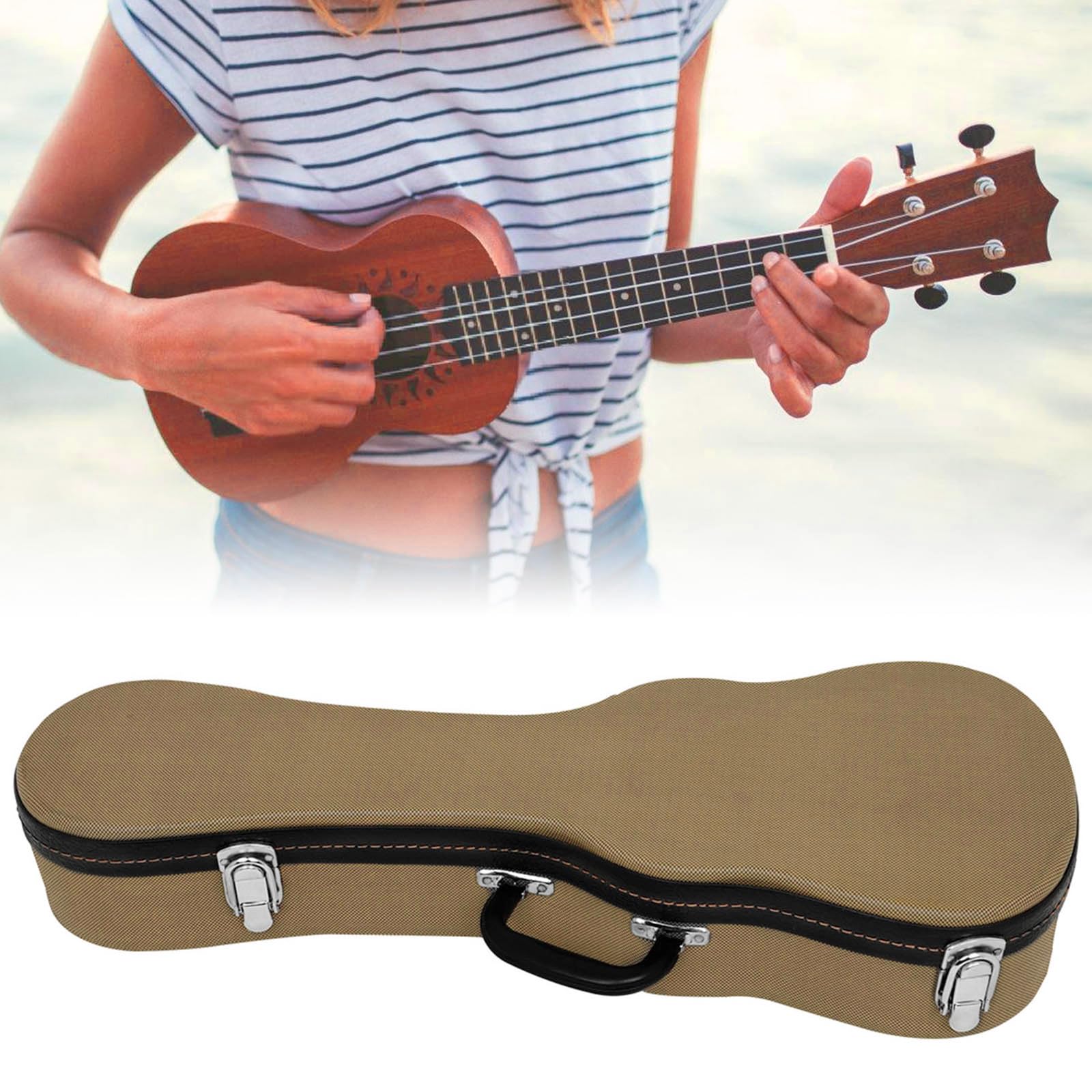 Ukulele-Hartschalen-Tragetasche, tragbare Ukulele-Schutzhülle, Hartschalentasche, Ukulele-Gigbag, weich gepolsterte Tragetasche