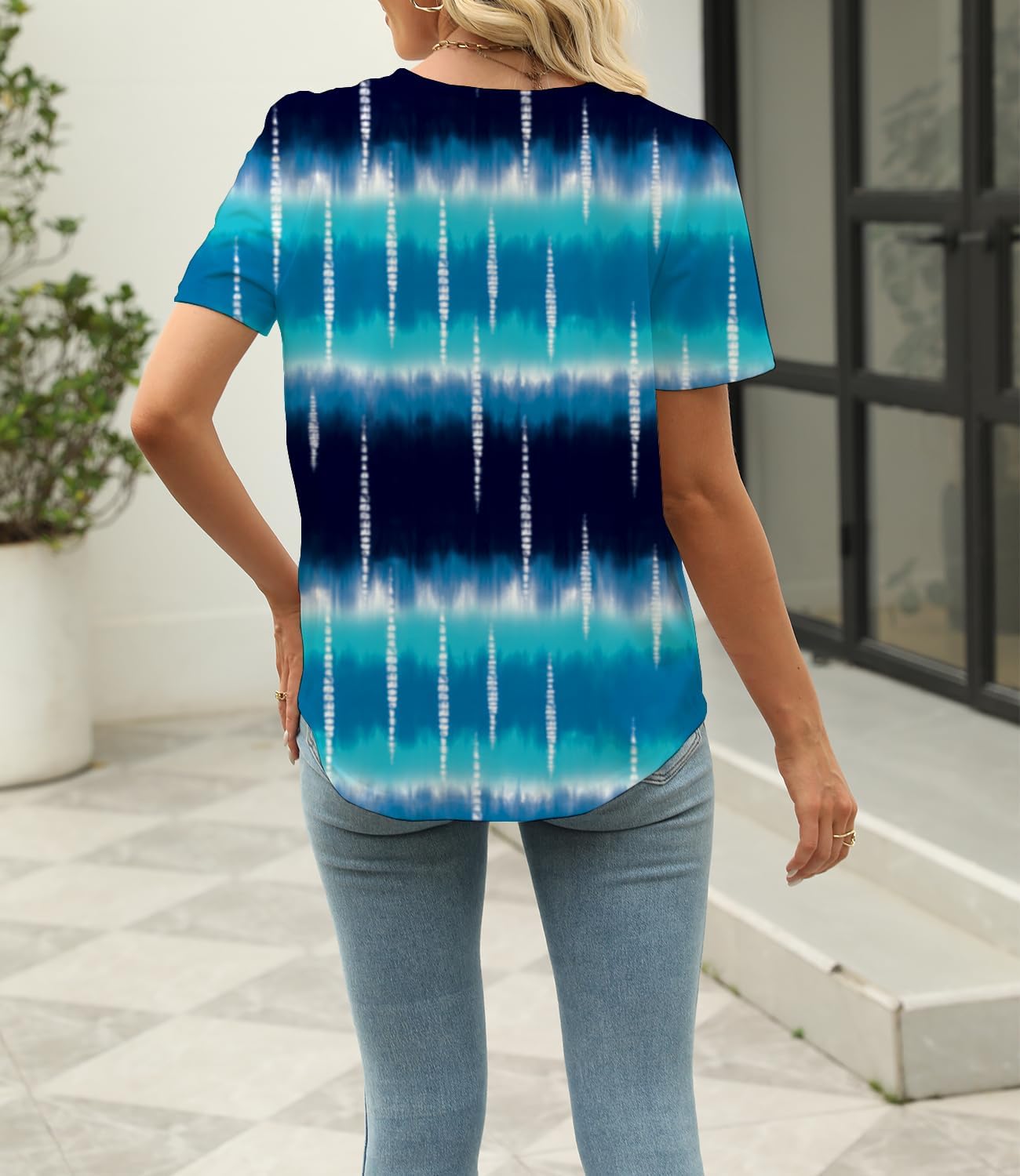 BEUFRI Womens Summer Short Sleeve Tunic Top Casual Puff Sleeve Square Neck T Shirts for Leggings - Image 3