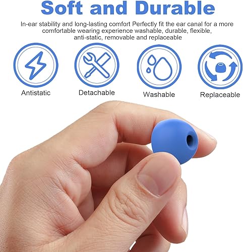 Miniatura 4 de Juego de auriculares de silicona de repuesto compatibles con Beats Powerbeat 2 Powerbeat 3 Auriculares inalámbricos estéreo (4 pares, azul)