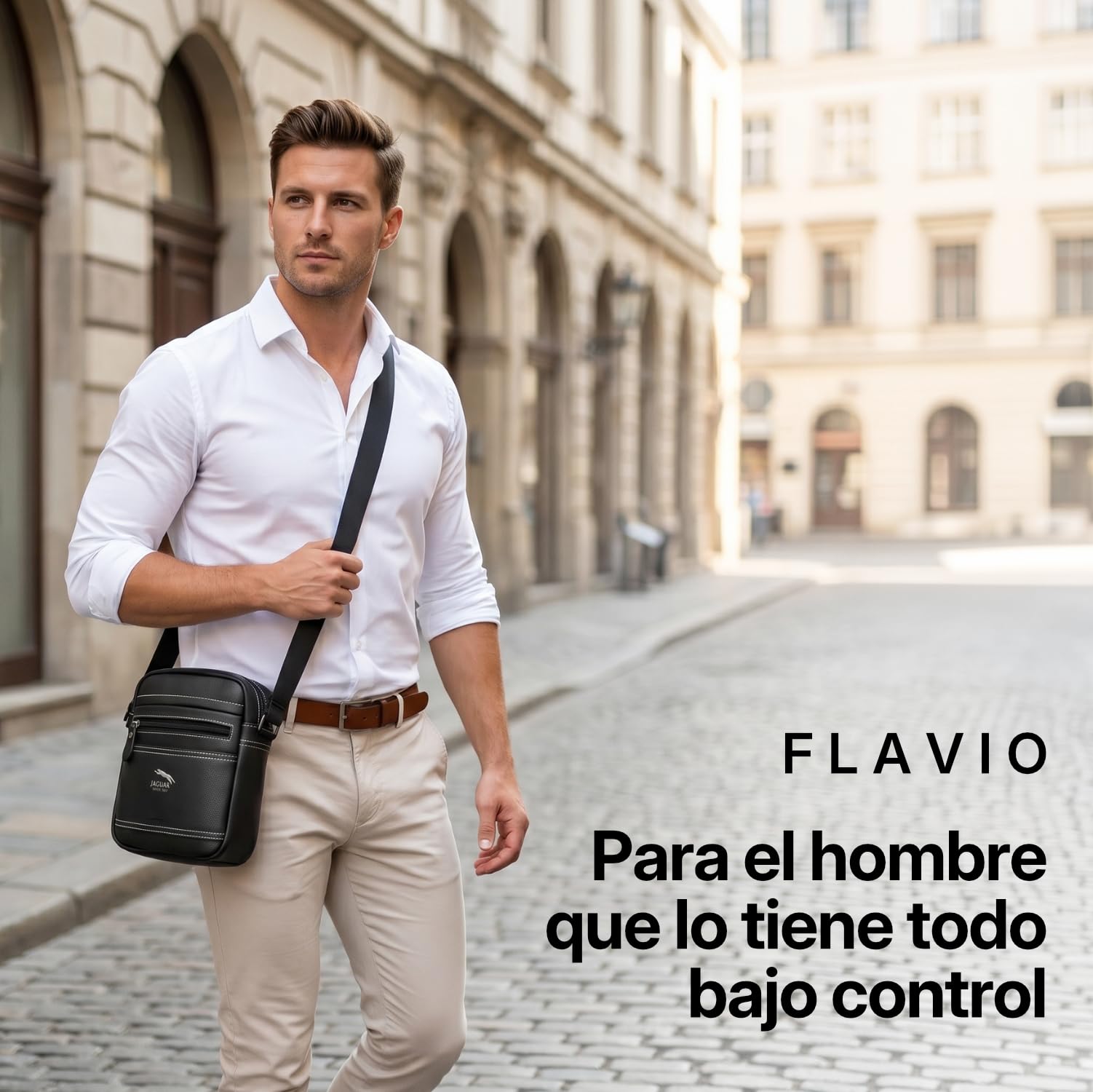 JAGUAR Bandolera Cruzada Hombre Elegante – Bolsos para Hombre Modernos y Cómodos | Bolsos Bandolera Grandes para Viajar, Ir a la Oficina o Uso Diario