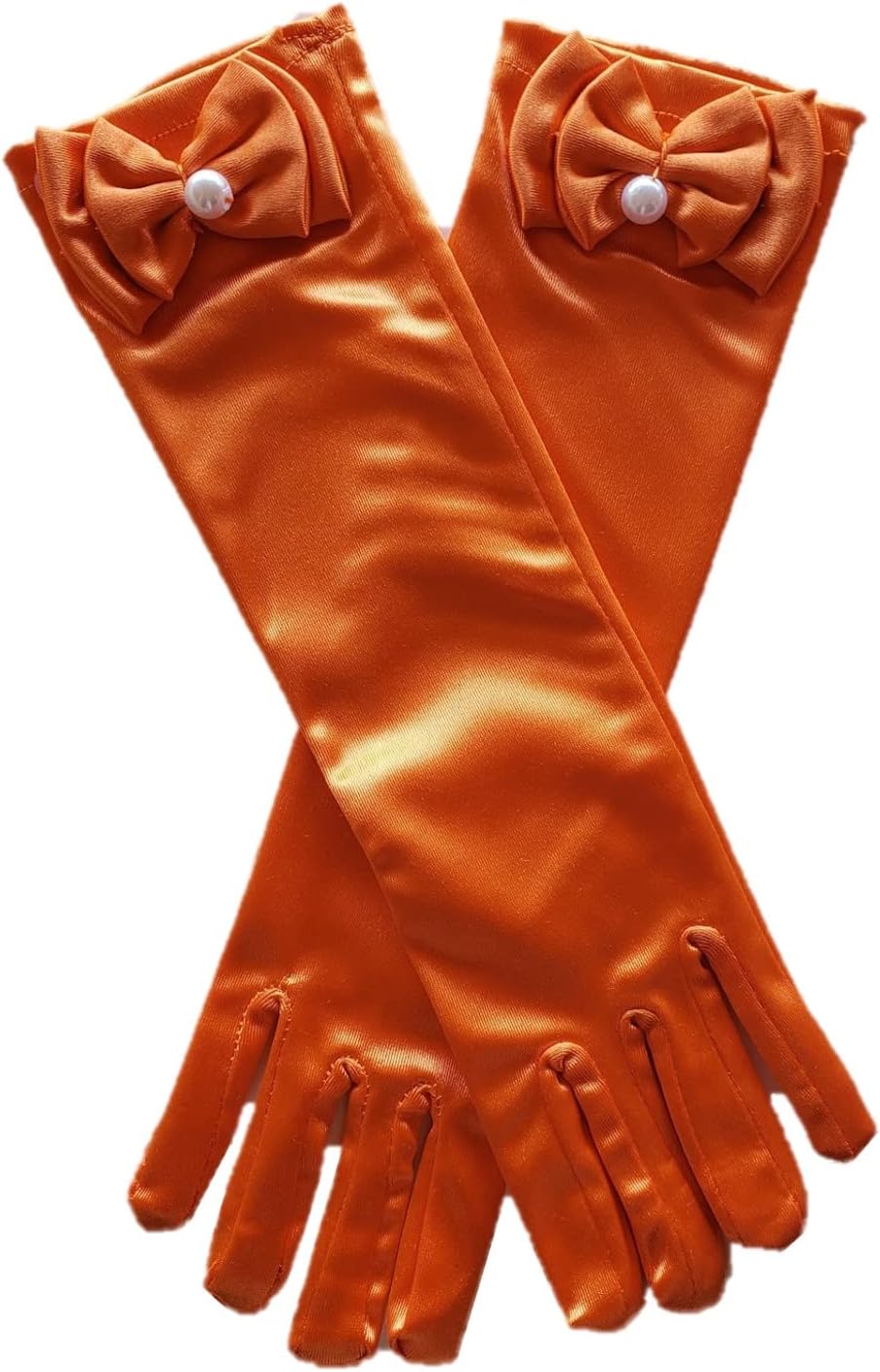 Aslana 11.5" Long Satin Gloves Bowknot for 4-9 yrs Girls Kids Flower Girls Princess Cosplay