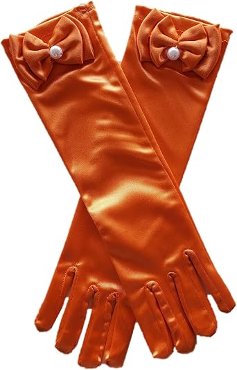 Aslana 11.5" Long Satin Gloves Bowknot for 4-9 yrs Girls Kids Flower Girls Princess Cosplay
