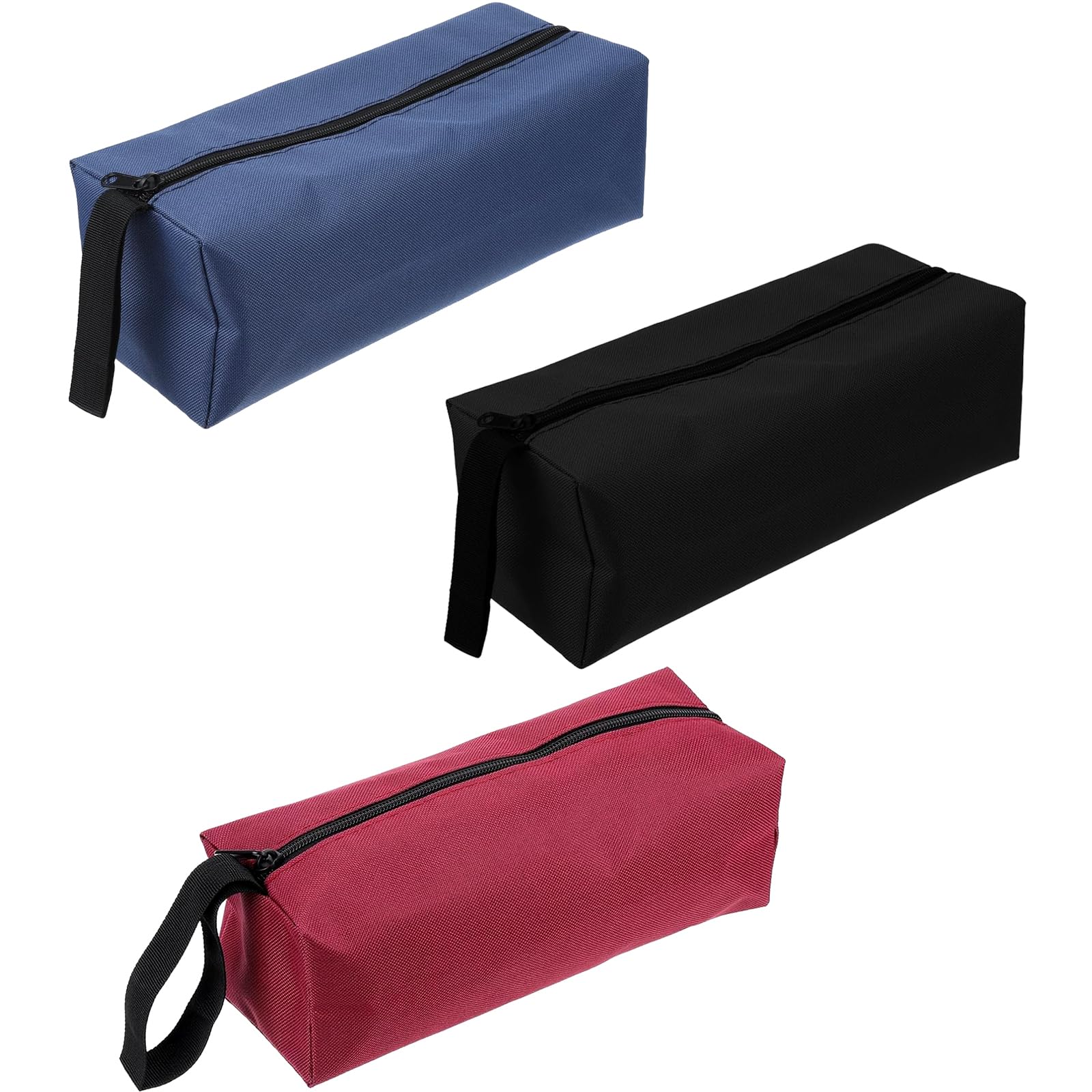3 Canvas Tool Bags, Multipurpose Pouch Bag for Tools and Storage Durable Oxford Fabric, 25x8x9cm, Black Blue Red