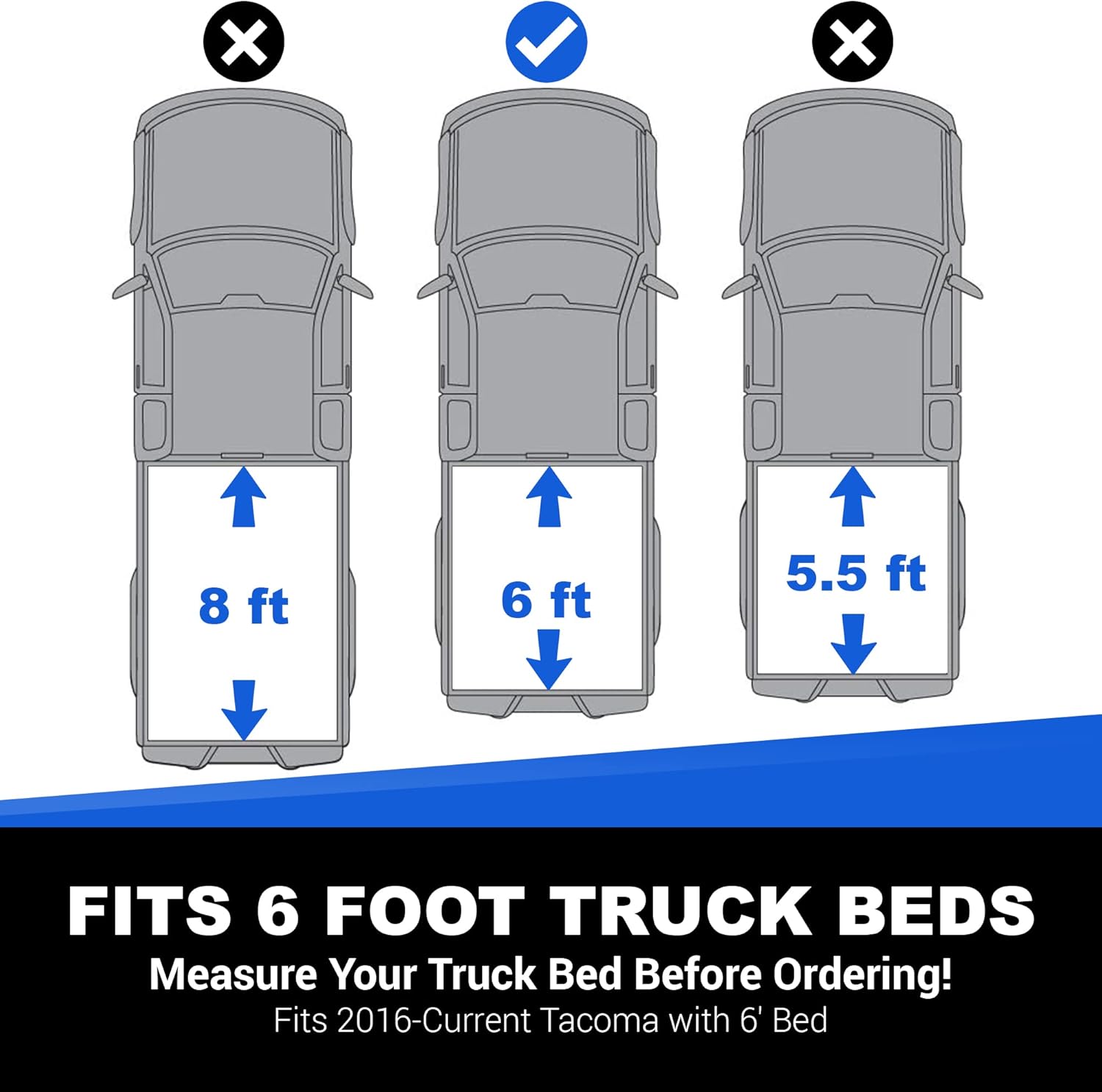 TACTIK Tri-Fold Hard Panel Vinyl Coated Truck Bed Tonneau Cover - Fits Toyota Tacoma 2016-2023 with 6' Bed - Toyota Tacoma Tonneau Cover
