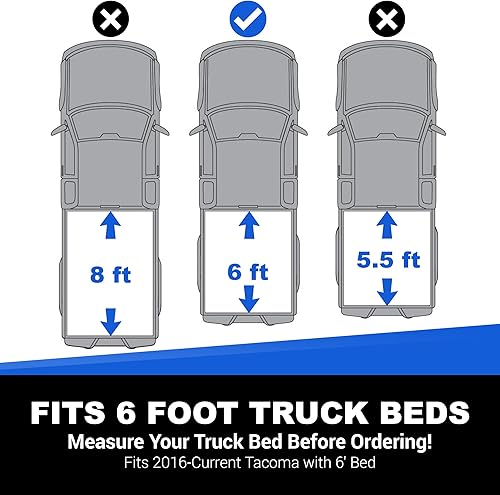 Miniatura 2 de TACTIK Cubierta Tonneau para caja de camioneta con revestimiento de vinilo de triple pliegue  Compatible con Toyota Tacoma 2016-2023 con caja de 6