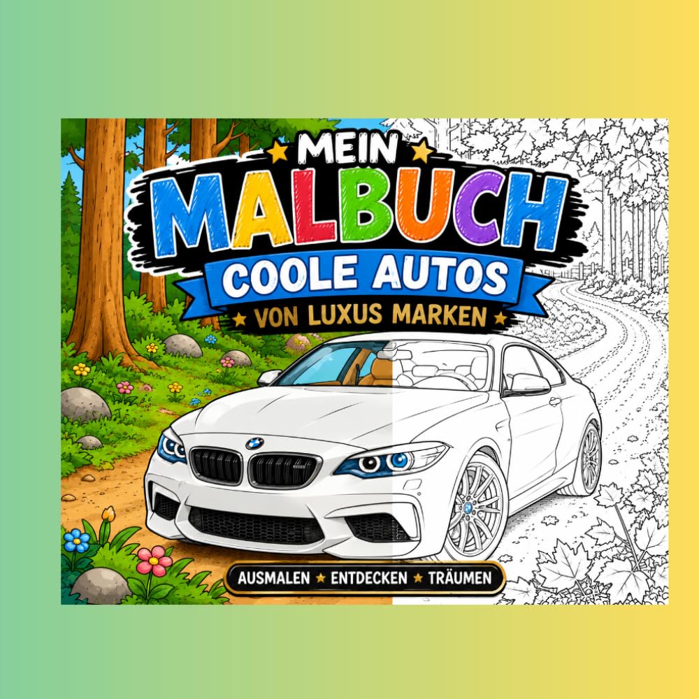 Mein großes Luxusautos Malbuch für Kinder: Malspaß mit 30 coolen Luxusautos und Sportwagen – Für Kinder ab 6 Jahren | Große Motive | Einseitig bedruckt | Perfektes Geschenk für kleine Autofans