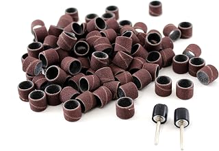 100 pc 1/2 Inch Sand Drum Grit 60 Coarse with 2 pc 1/8 Inch Mandrel for Dremel Rotary Tools