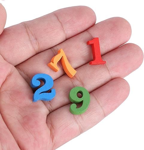 Miniatura 4 de Paquete de 300 botones de tela para bricolaje, números de madera, decoración de números para manualidades, ropa, costura, enseñanza, álbumes de