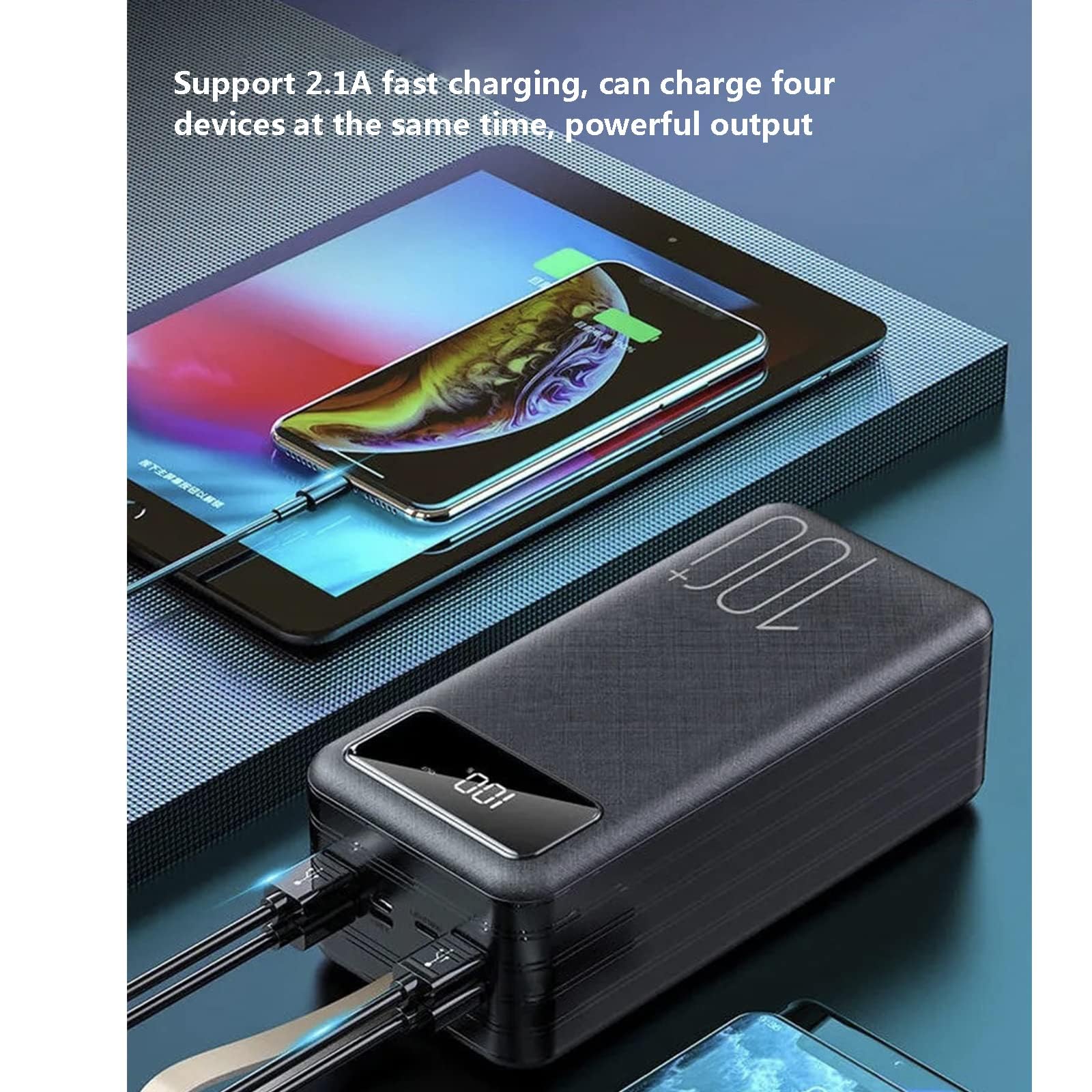 Powerbank 22,5 W Szybkie ładowanie Powerbank Przenośna ładowarka USB C Powerbank z 3 wyjściami USB i 3 wejściami Zewnętrzna bateria do telefonu komórkowego, biały, 50000 mAh