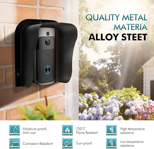 Miniatura 2 de Funda para timbre de timbre de timbre de anillo resistente a la intemperie, protector de timbre de metal grande, cubierta de lluvia para control de