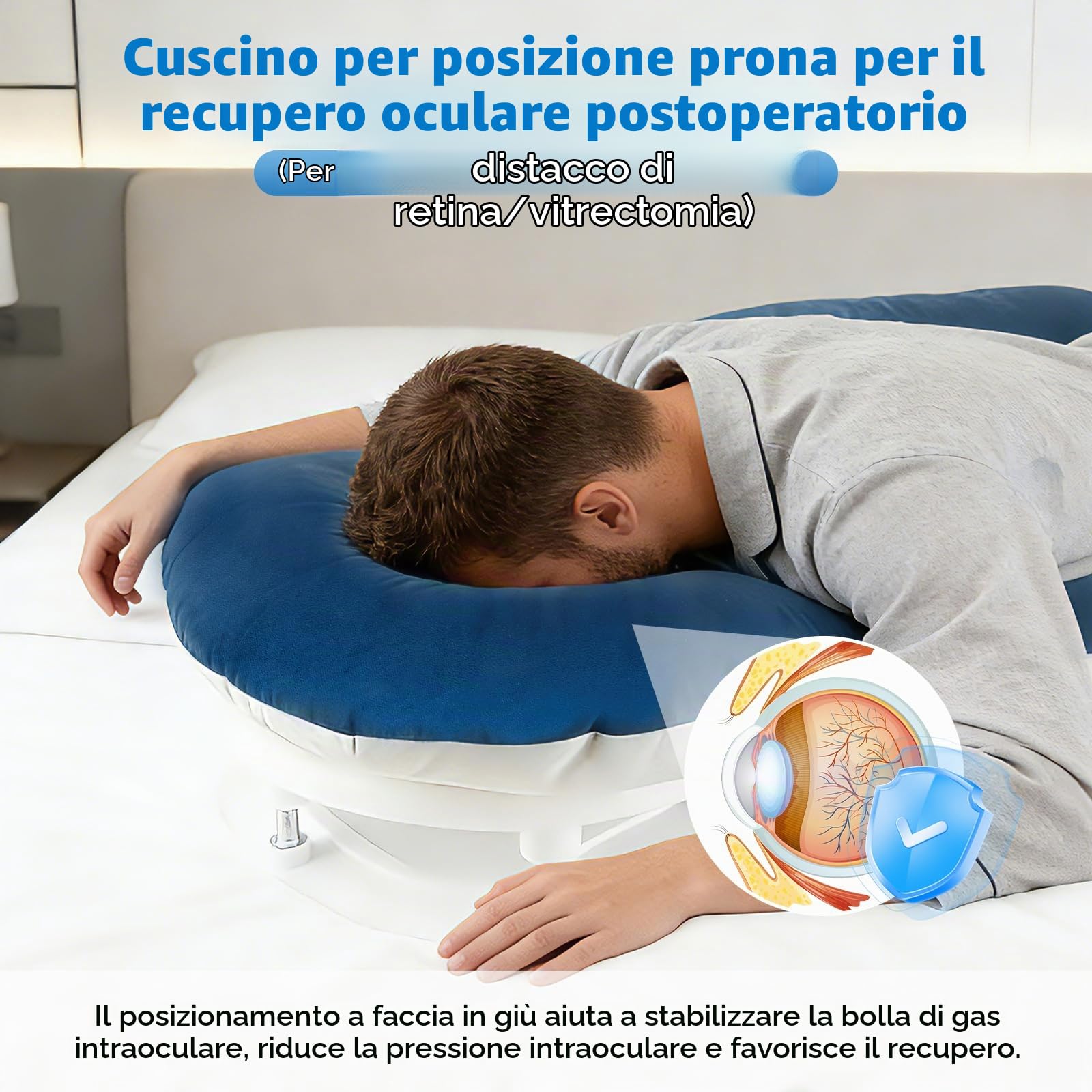 Cuscino per Dormire a Pancia in Giù, Face Down Pillow Dormire Cuscino Regolabile in Altezza per il Recupero Oculare Cuscino Ergonomico per il Viso in Memory Foam
