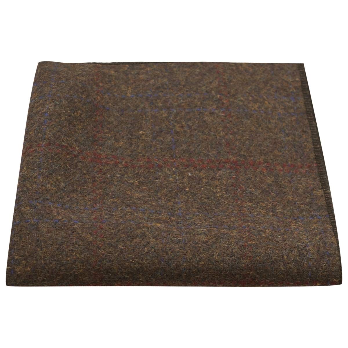 King & Priory Heritage Check Earth Brown Pocket Square, Handkerchief