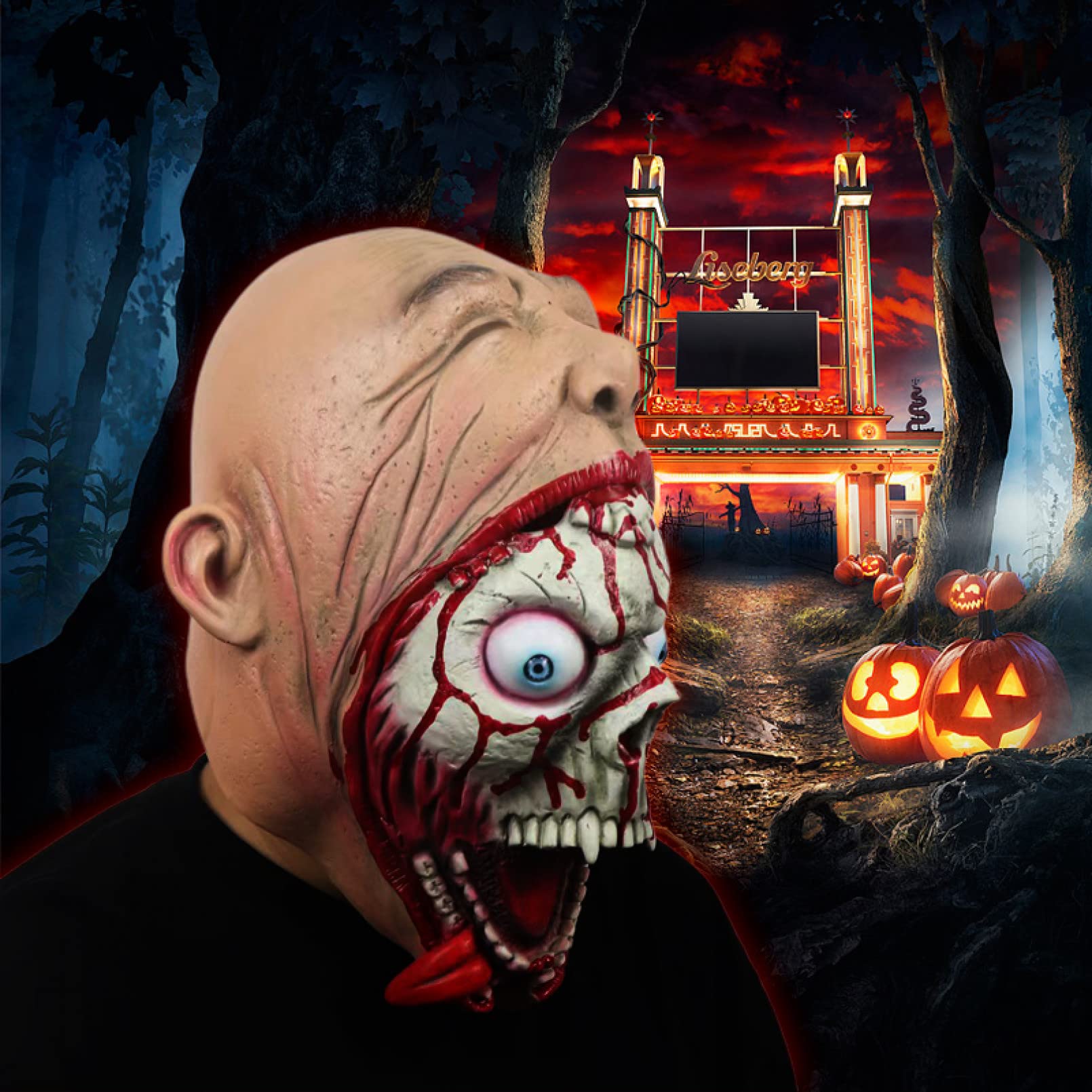 Maska cosplay maska Halloween horror straszne usta zombie maska lateksowe nakrycie głowy kostium dla dorosłych nakrycie głowy rekwizyty