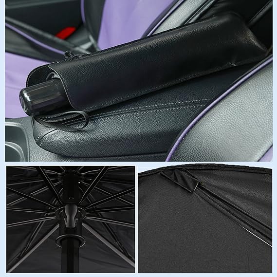 HIWIND Car Windshield Sunshade High Quality Car Umbrella Sunshade UV Block Car Windshield Full Cover and Foldable Sunshade for Most Vehicles
