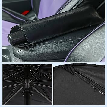 HIWIND Car Windshield Sunshade High Quality Car Umbrella Sunshade UV Block Car Windshield Full Cover and Foldable Sunshade for Most Vehicles