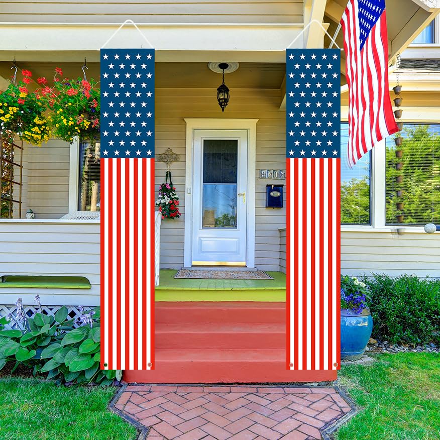 Patriotic-Decorations-4th-of-July-Decorations-Outdoor-Hanging-American-Flag-Banners-Porch-Sign-for-Veterans-Memorial-Labor-Presidents-Flag-Election-Day Patriotic Decorations 4th of July Decorations Outdoor Hanging American Flag Banners Porch Sign for Veterans Memorial Labor Presidents Flag Election Day