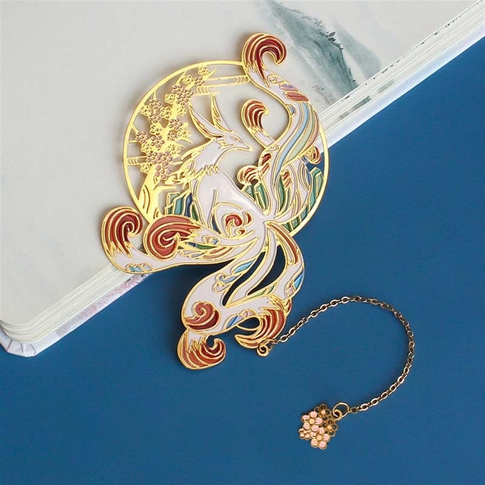 SUNESA Lesezeichen Retro Hollow Metal Lesezeichen kreative chinesische Art Kunst Schönheit Schüler Lehrer Lieferungen Buch Mark Office School Schreibwaren Buch Markierungen (Color : F)