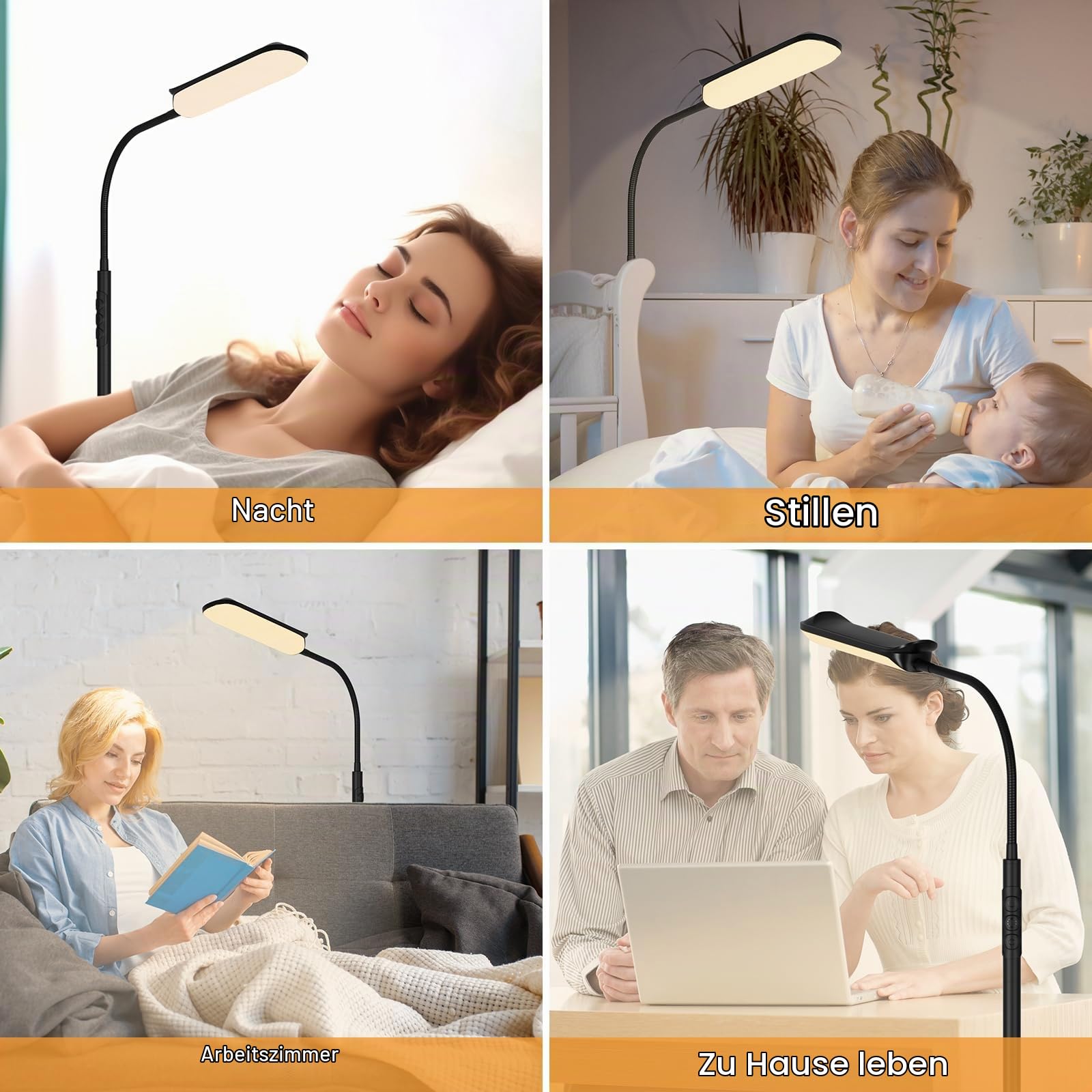 Stehlampe Wohnzimmer Schwarz - 18W LED Stehlampe Dimmbar mit 4 Farben Stufenlosem Dimmen - 1H Timer & Memory Funktion mit Fernbedienung für Schlafzimmer