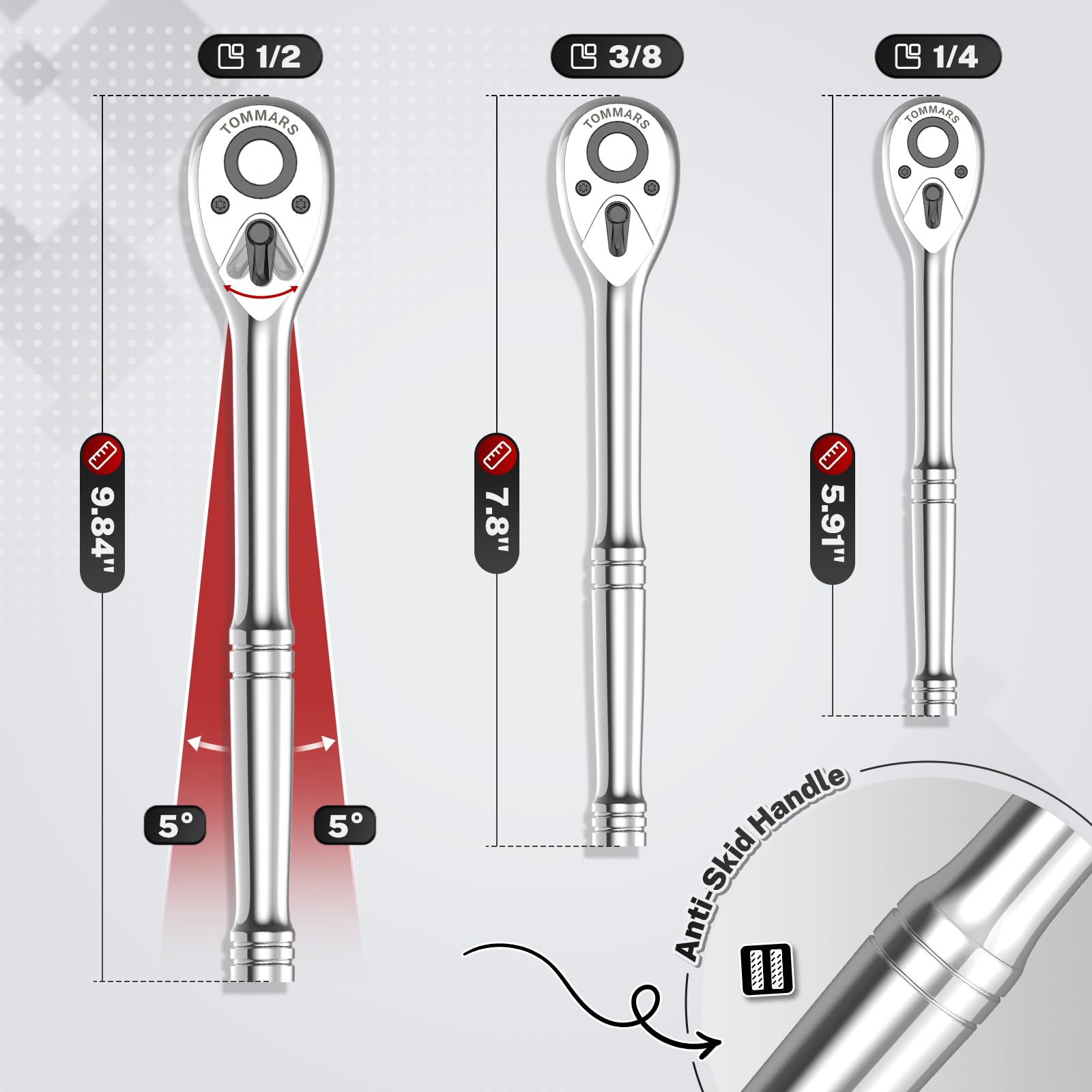 TOMMARS Ratchet Set - 3/8" & 1/2" Drive -6