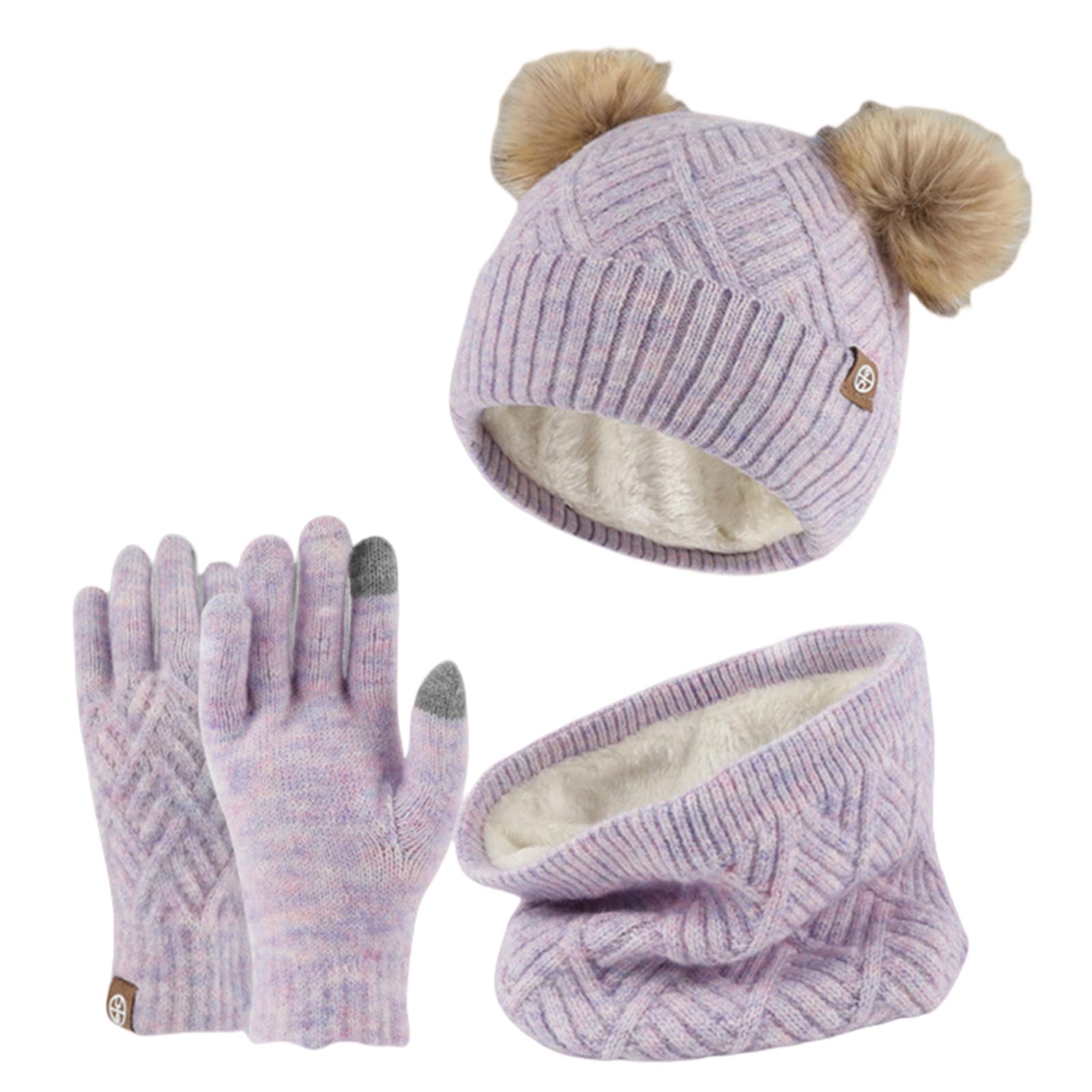 Mütze, Schal & Handschuh-Sets Für Damen Kinder Winter Wolle Warme Strickmütze, Schal, Handschuhe, Dreiteiliges Set Plus Plüsch Ballmütze Dreiteiliges Set-grün