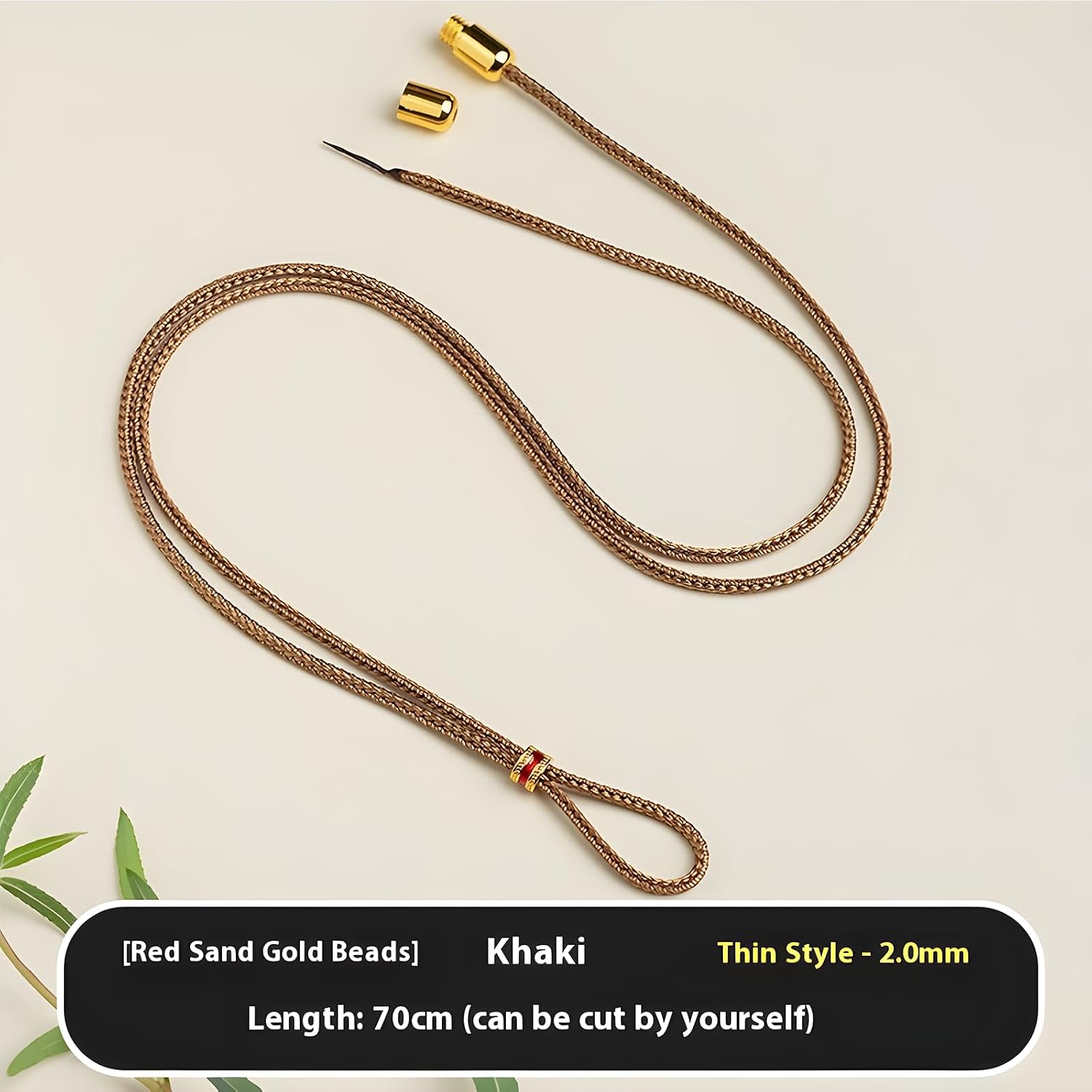 3FT Modern Macramé Pendant Cord, Adjustable 24-28 inch Minimalist Hand Braided Cotton Thread Necklace String with Gold Plated Bead, Contemporary Ethnic Jewelry Accessory for Women