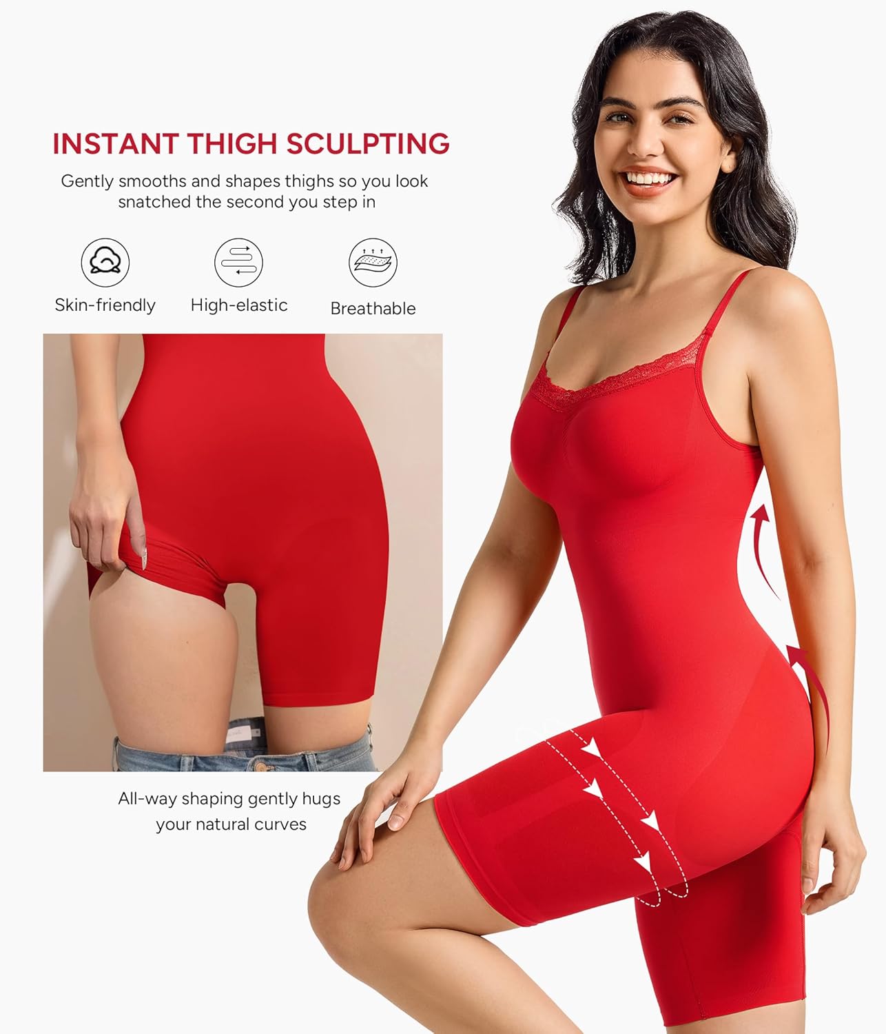Nebility Shapewear Bodysuits for Women Tummy Control Body Shaper Seamless Waist Trainer Lace Body Suit